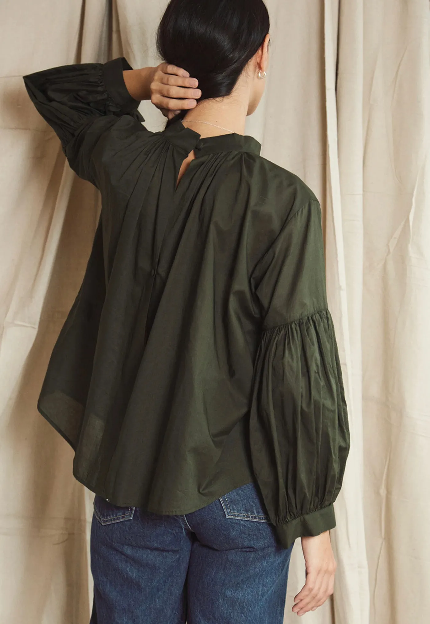 long_preacher_top__jungle_2.webp Sale Long Preacher Top - Jungle Cotton Voile Women Tops & Tees