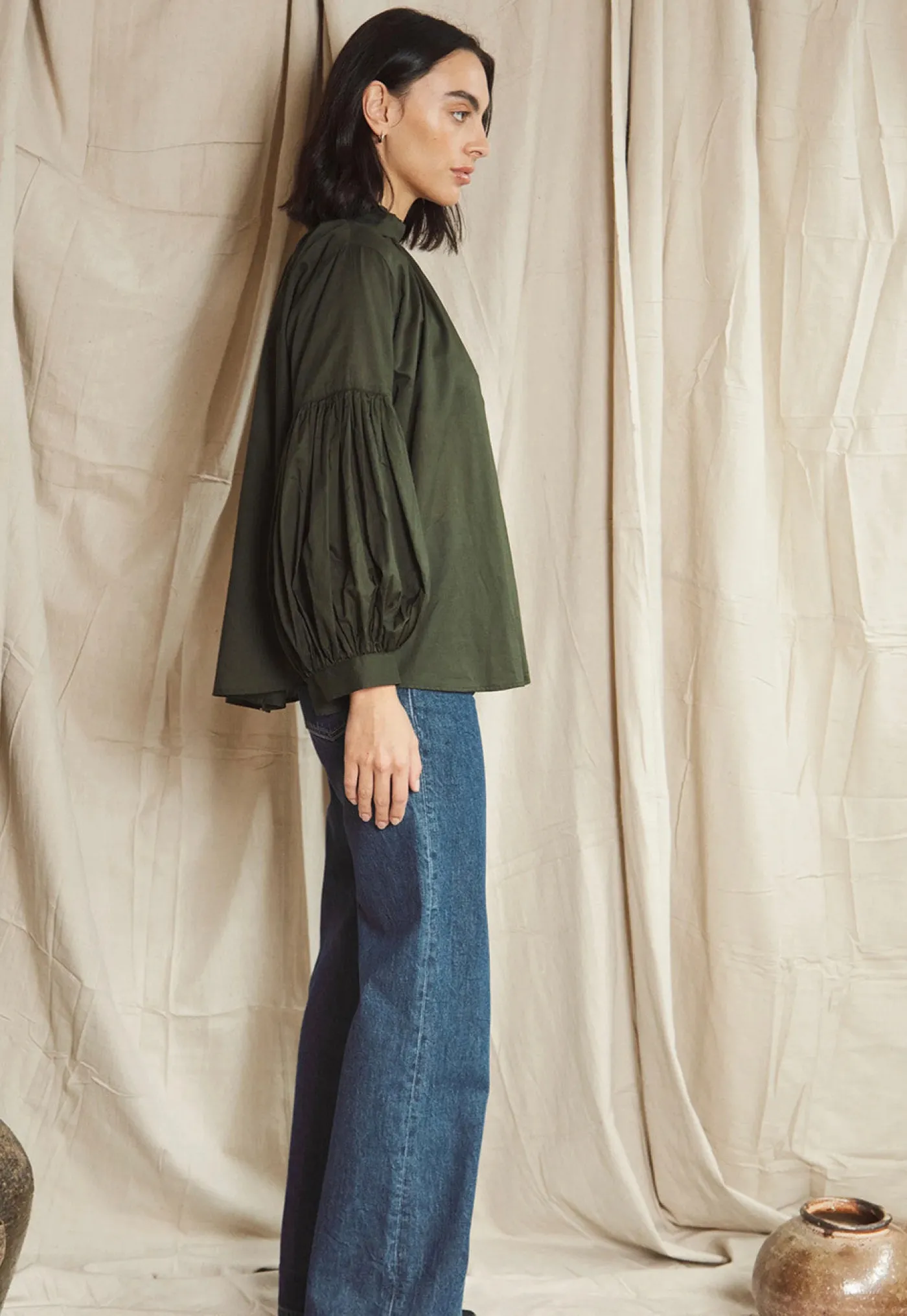 long_preacher_top__jungle_3.webp Sale Long Preacher Top - Jungle Cotton Voile Women Tops & Tees