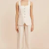Clearance Lucille Gilet - Beige Pinstripe Women Tops & Tees