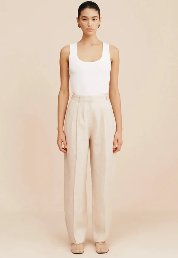 Best Lucille Trouser - Beige Pinstripe Women Pants