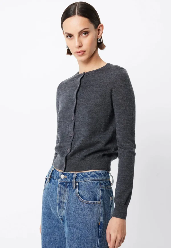 Best Maine Merino Cardigan - Charcoal Women Knitwear