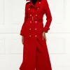 Clearance Marlborough Trench Coat Full Length - Red Barathea Women Coats