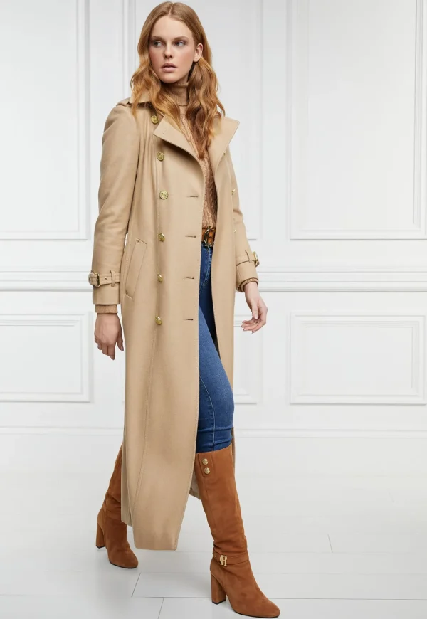 Clearance Marlborough Trench Coat Full Length - Camel Women Coats
