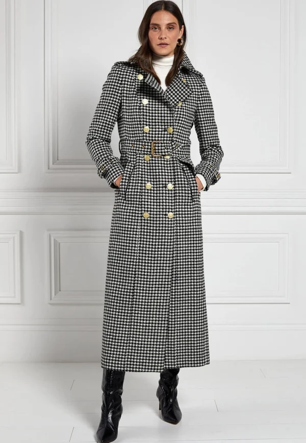Discount Marlborough Trench Coat Full Length - Houndstooth Women Coats
