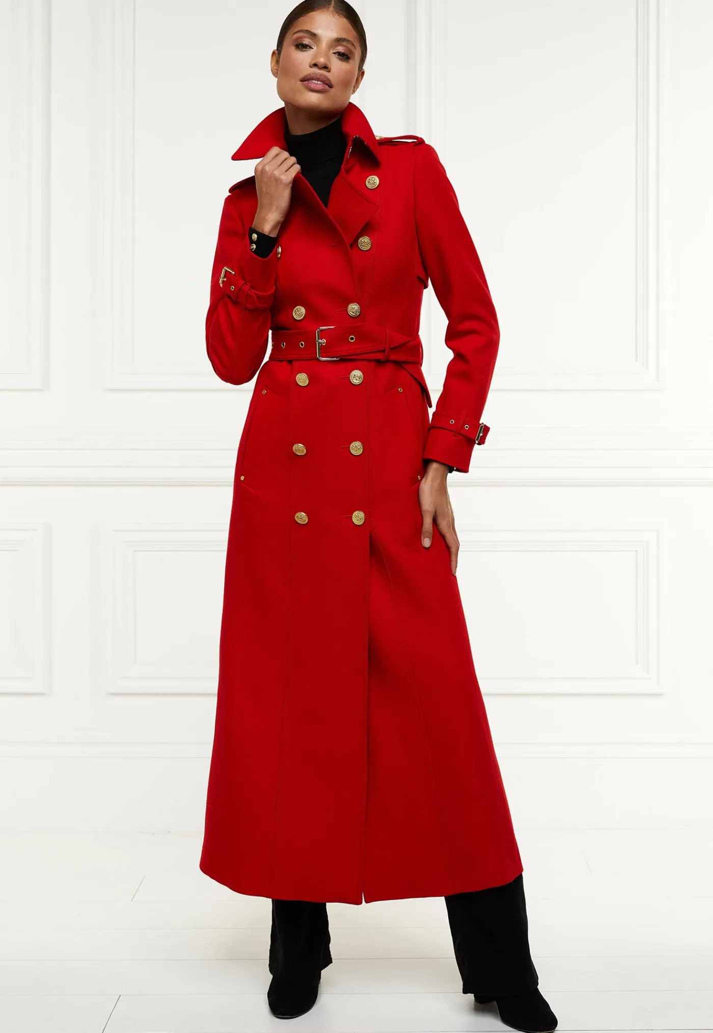 marlborough_trench_coat_f_1-3.webp Clearance Marlborough Trench Coat Full Length - Red Barathea Women Coats