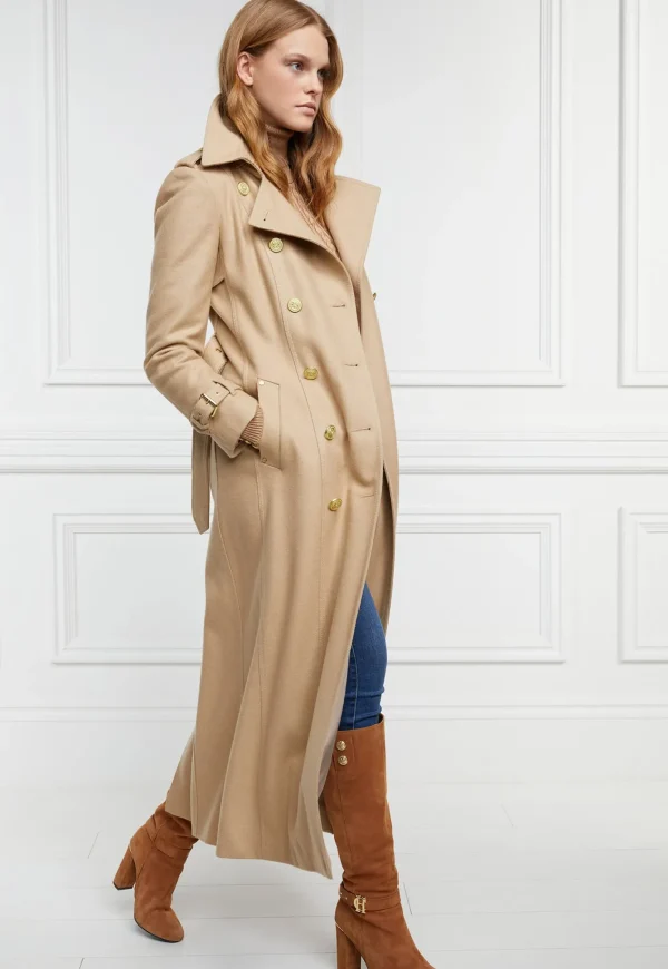 Clearance Marlborough Trench Coat Full Length - Camel Women Coats