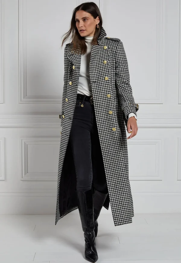 Discount Marlborough Trench Coat Full Length - Houndstooth Women Coats