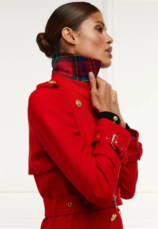 Clearance Marlborough Trench Coat Full Length - Red Barathea Women Coats