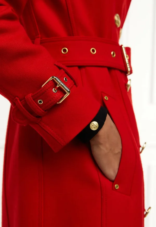 Clearance Marlborough Trench Coat Full Length - Red Barathea Women Coats