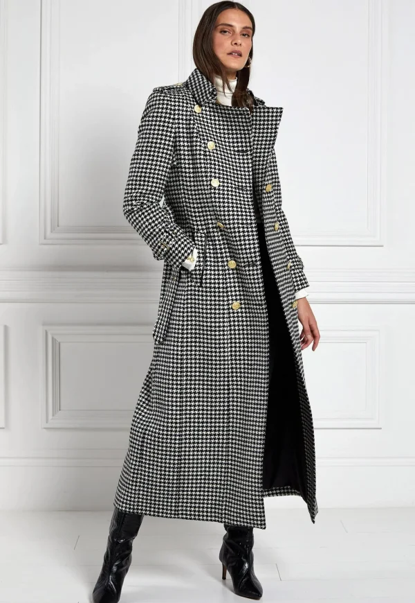 Discount Marlborough Trench Coat Full Length - Houndstooth Women Coats