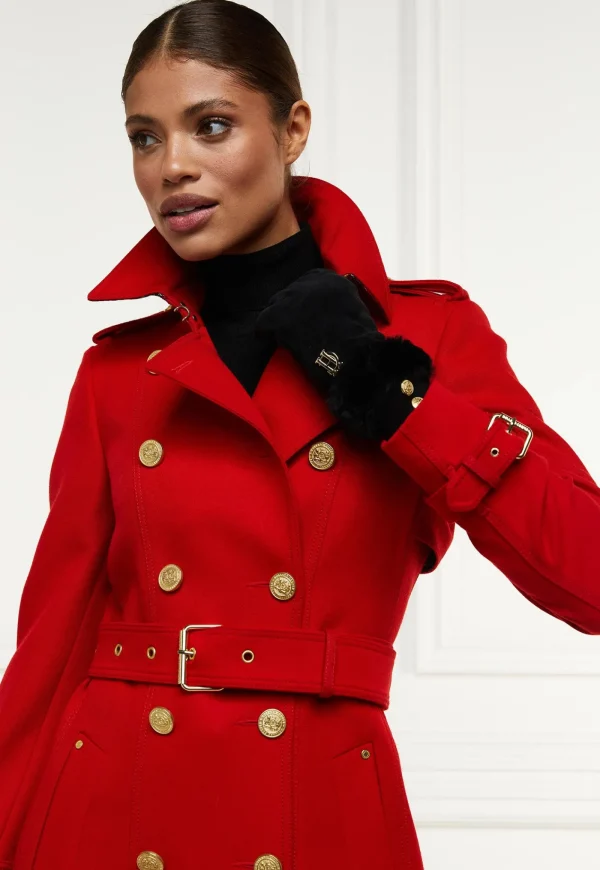 Clearance Marlborough Trench Coat Full Length - Red Barathea Women Coats