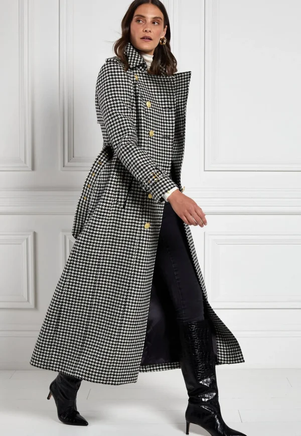 Discount Marlborough Trench Coat Full Length - Houndstooth Women Coats