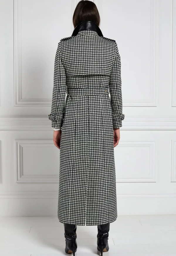 Discount Marlborough Trench Coat Full Length - Houndstooth Women Coats