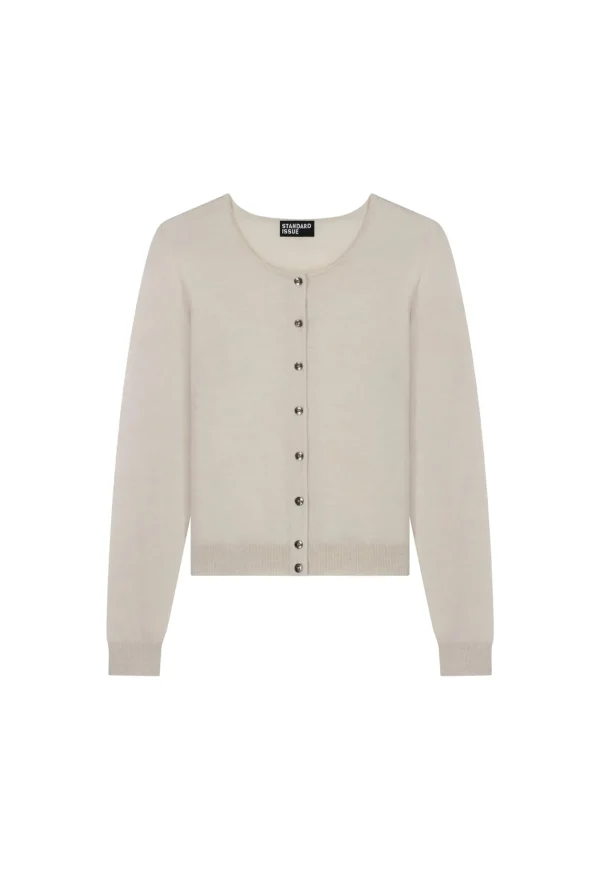 Best Merino Crop Crew Cardi - Alablaster Women Knitwear
