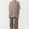 Clearance Mesh Short Sleeve Shirt - Fog Women Tops & Tees