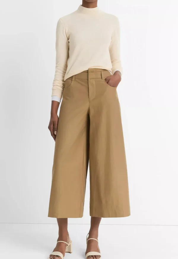 Sale Mid Rise Double Waistband Culotte - Oak Wood Women Pants