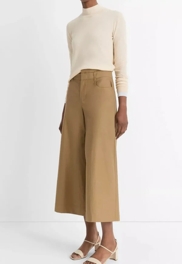 Sale Mid Rise Double Waistband Culotte - Oak Wood Women Pants