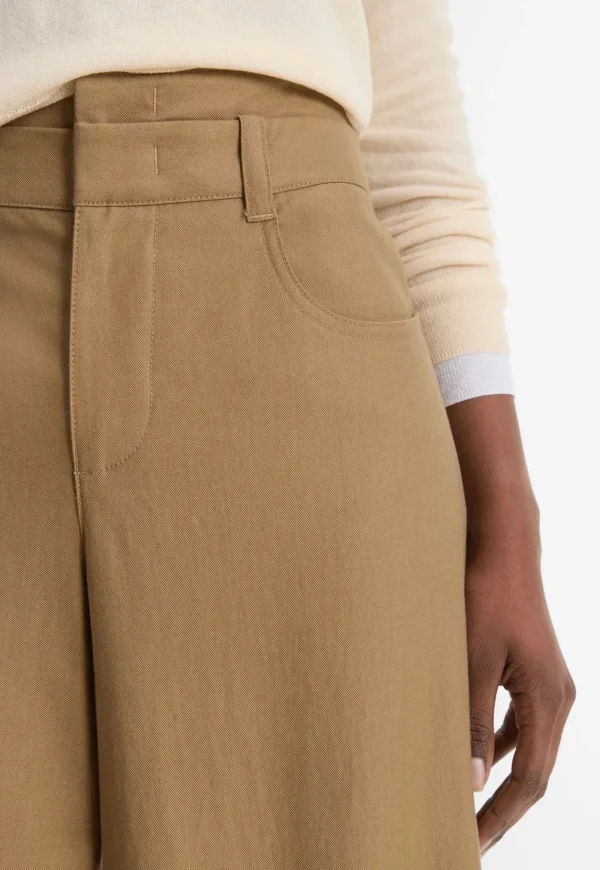 Sale Mid Rise Double Waistband Culotte - Oak Wood Women Pants