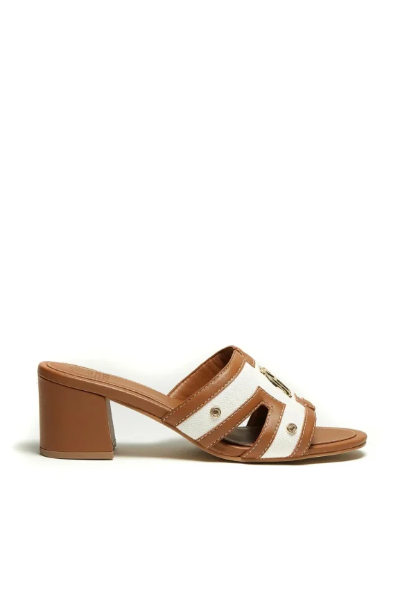 Outlet Monogram Mule - Tan Canvas Women Footwear | Heels
