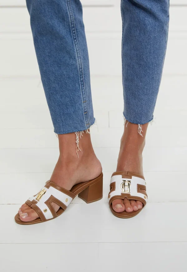 Outlet Monogram Mule - Tan Canvas Women Footwear | Heels