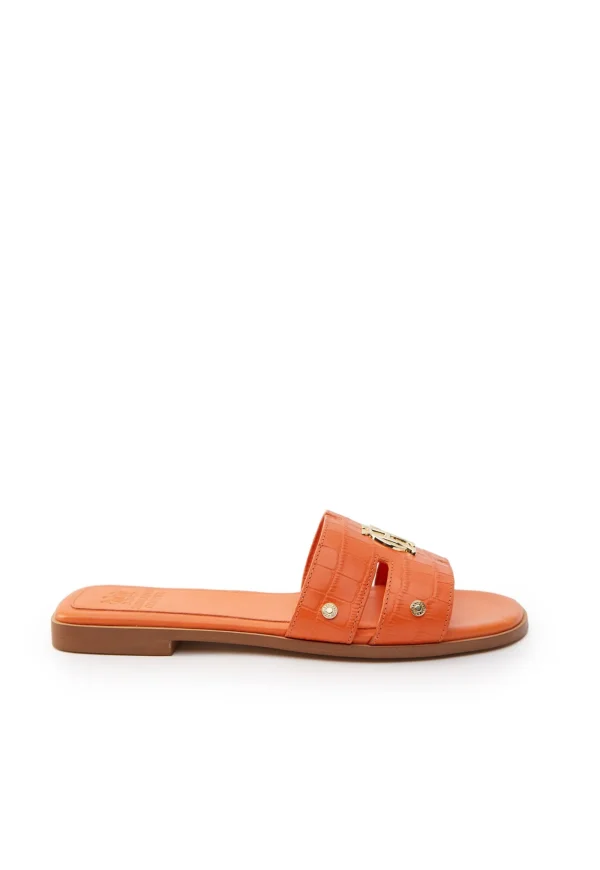Sale Monogram Slides - Orange Croc Women Footwear | Slides & Sandals