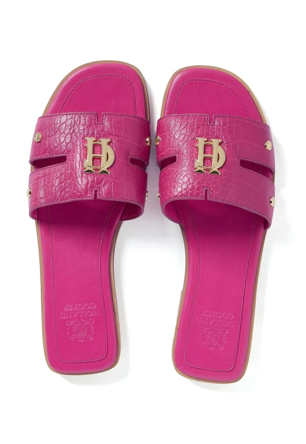 Hot Monogram Slides - Pink Croc Women Footwear | Slides & Sandals