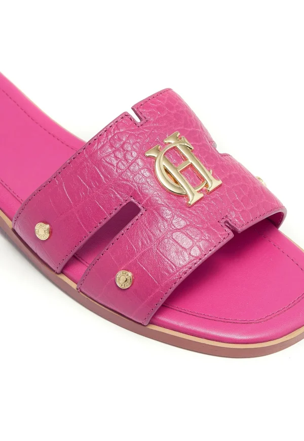 Hot Monogram Slides - Pink Croc Women Footwear | Slides & Sandals