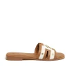 Fashion Monogram Slides - Tan Canvas Women Footwear | Slides & Sandals