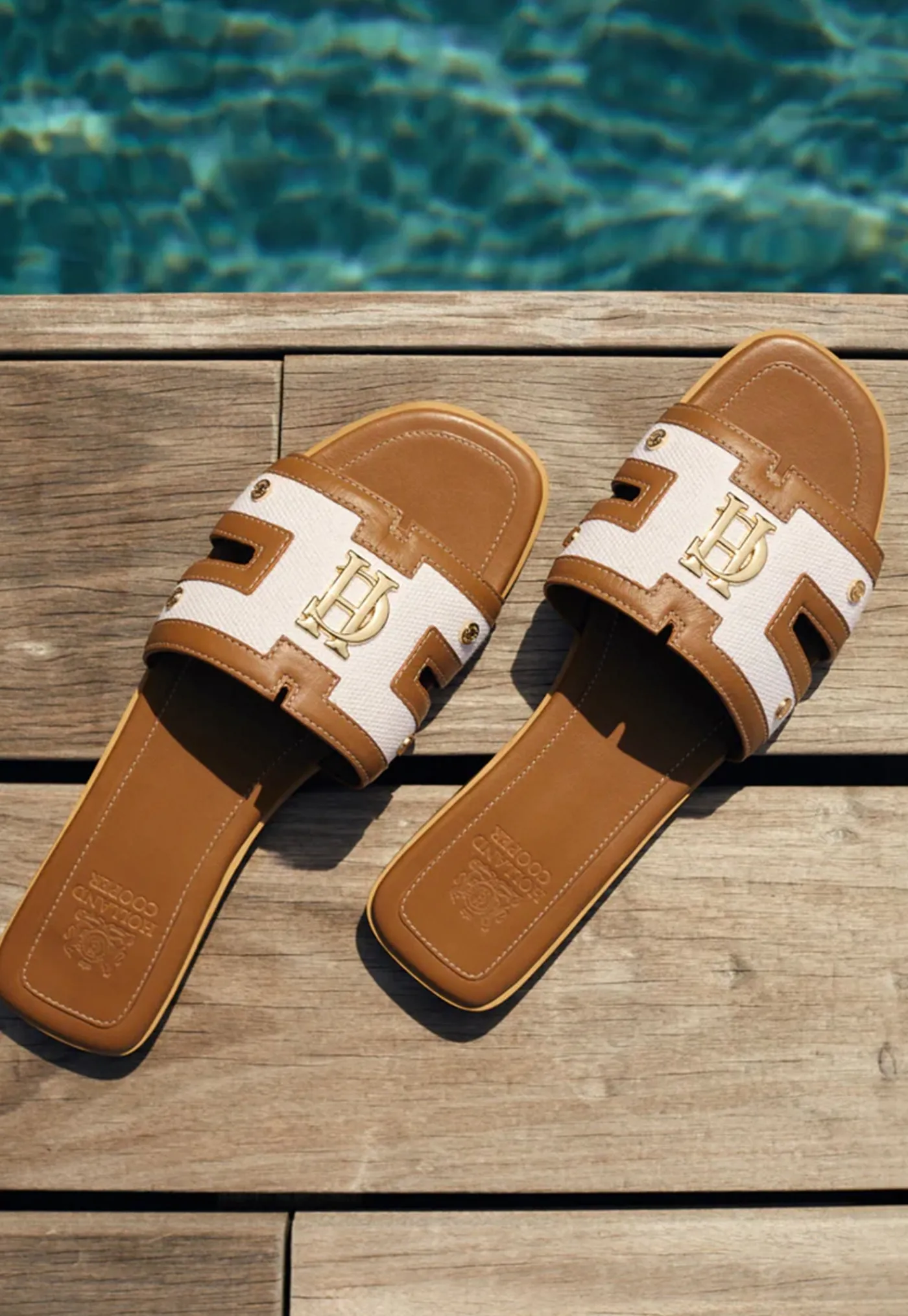 monogram_slides__tan_canv_6.webp Fashion Monogram Slides - Tan Canvas Women Footwear | Slides & Sandals