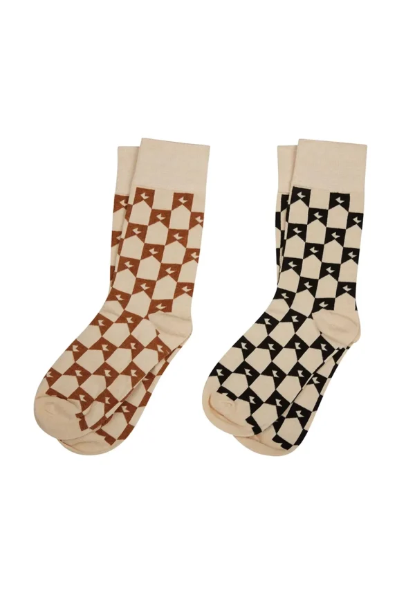 Discount Monogram Socks 2 Pack - Sand Black/Sand Brown Women Socks | Socks