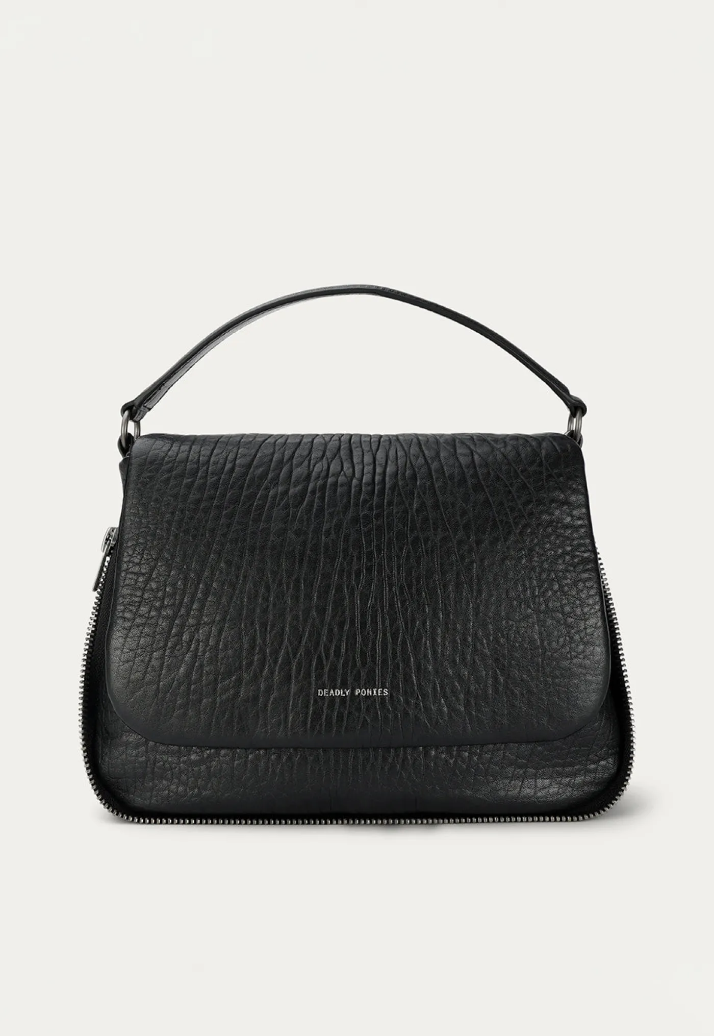 mr_caiman__gunmetal_black_0.webp Fashion Mr Caiman - Gunmetal Black Bulle Women Bags | Bags