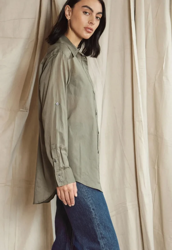 Sale My Gentleman Classic Shirt - Sage Cotton Voile Women Tops & Tees