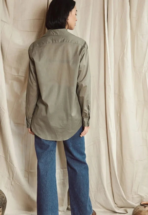 Sale My Gentleman Classic Shirt - Sage Cotton Voile Women Tops & Tees