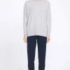 Clearance N.39 100% Cashmere High Low Hem Crew - Polar Grey Women Knitwear
