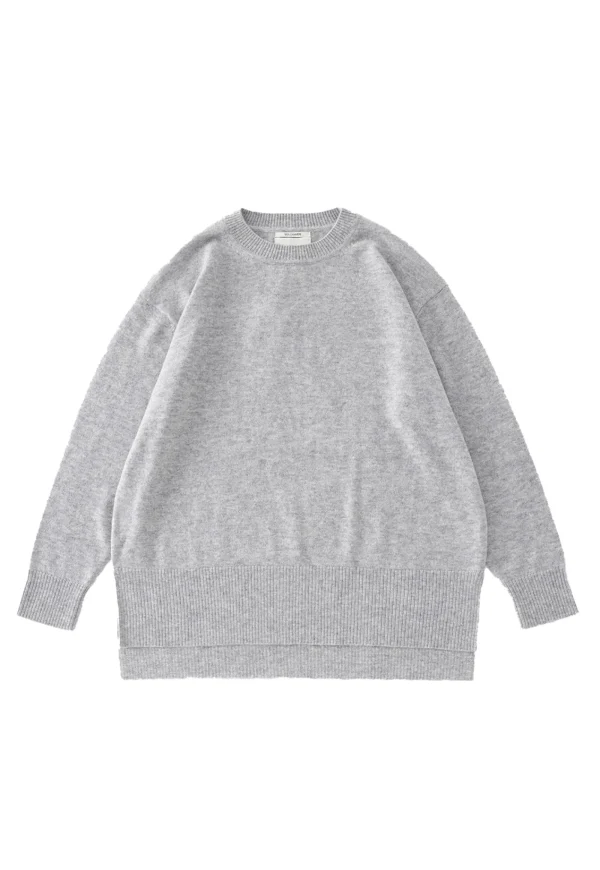 Clearance N.39 100% Cashmere High Low Hem Crew - Polar Grey Women Knitwear