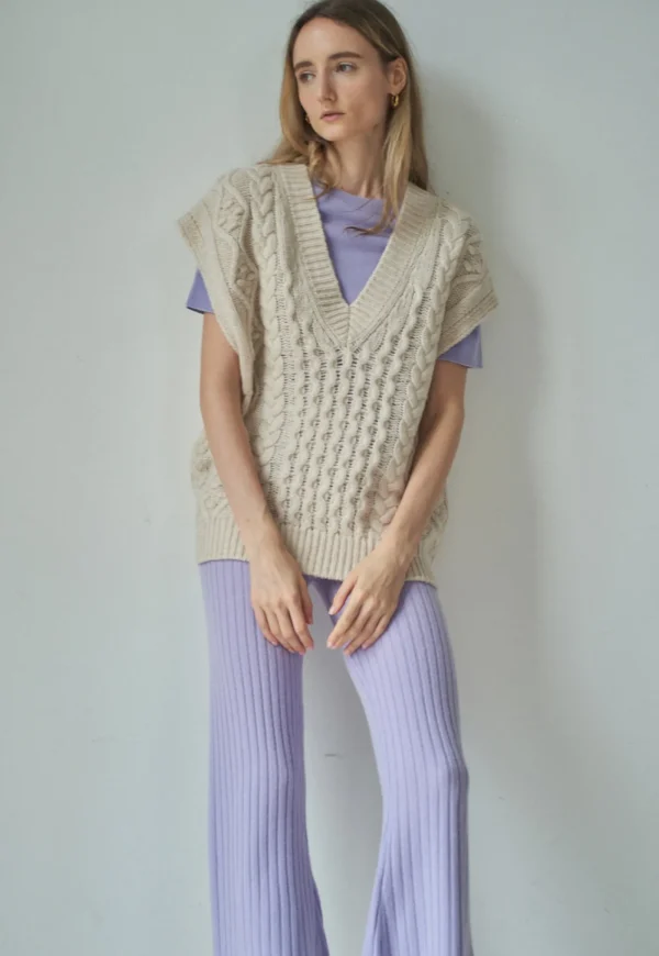 Best N.105 Cable Cashmere Vest - Shell Women Knitwear