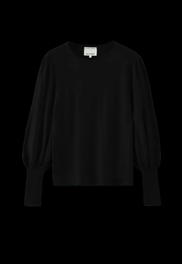 Hot N.33 Cashmere Blend Bell Sleeve Pullover - Black Women Knitwear