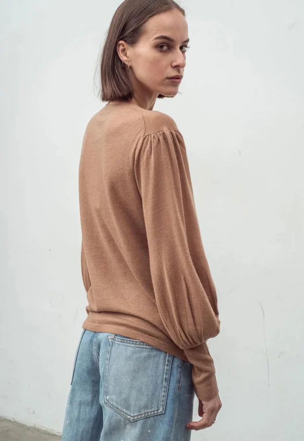 Fashion N.33 Cashmere Blend Bell Sleeve Pullover - Spice Women Knitwear