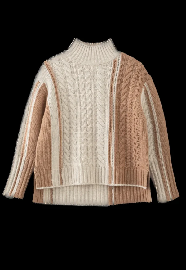Sale N.324 Cashmere Blend Funnel Neck - Almond Women Knitwear
