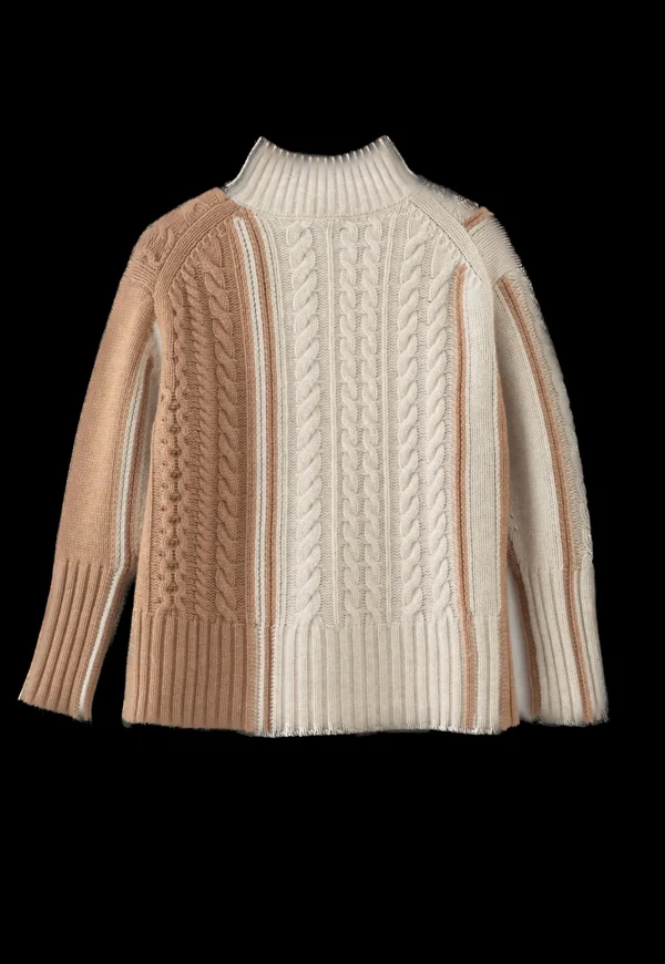 Sale N.324 Cashmere Blend Funnel Neck - Almond Women Knitwear