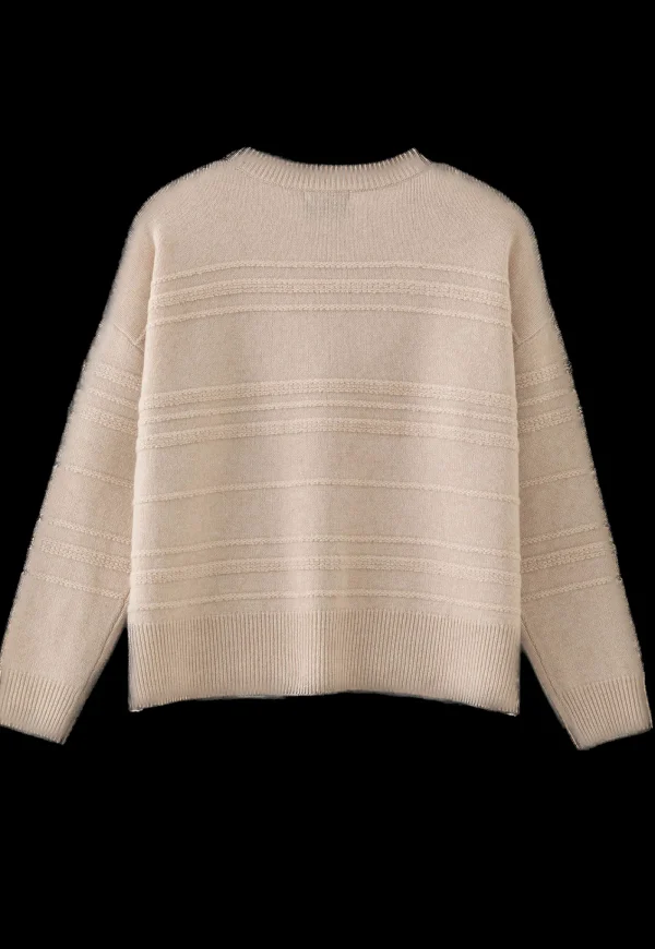 Fashion N.330 Cashmere Blend Oversized Crew Neck - Shell Beige Women Knitwear