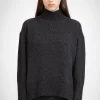 Discount N.121 Cashmere Blend Ribbed Funnel - Dark Marle Grey Women Knitwear