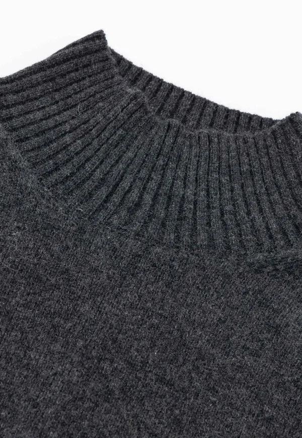 Discount N.121 Cashmere Blend Ribbed Funnel - Dark Marle Grey Women Knitwear