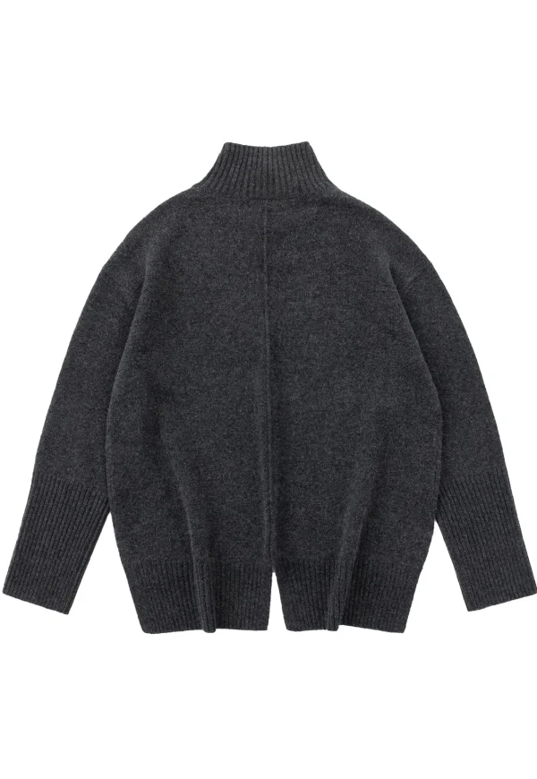 Discount N.121 Cashmere Blend Ribbed Funnel - Dark Marle Grey Women Knitwear