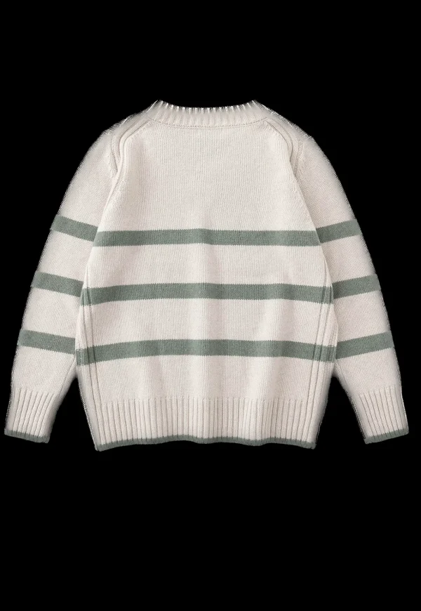 New N.327 Cashmere Blend Stripe V Neck - Woodland Women Knitwear