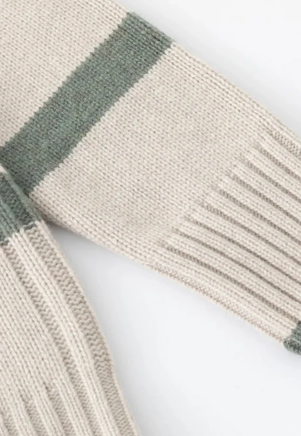 New N.327 Cashmere Blend Stripe V Neck - Woodland Women Knitwear