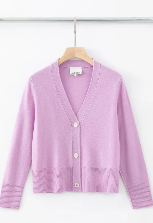 Outlet N.09 Cashmere Classic 3 Button Cardigan - Orchid Women Knitwear