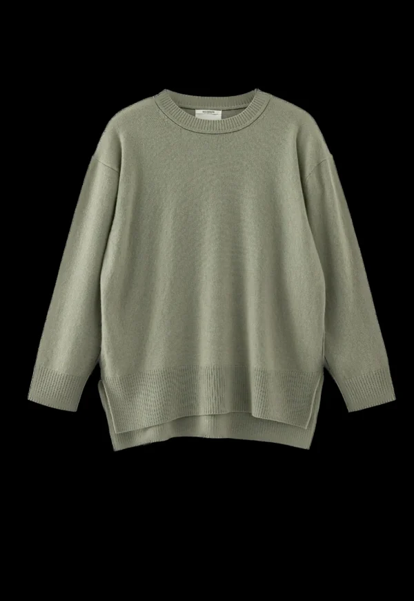 Sale N.284 Cashmere High Low Crew - Dark Moss Women Knitwear