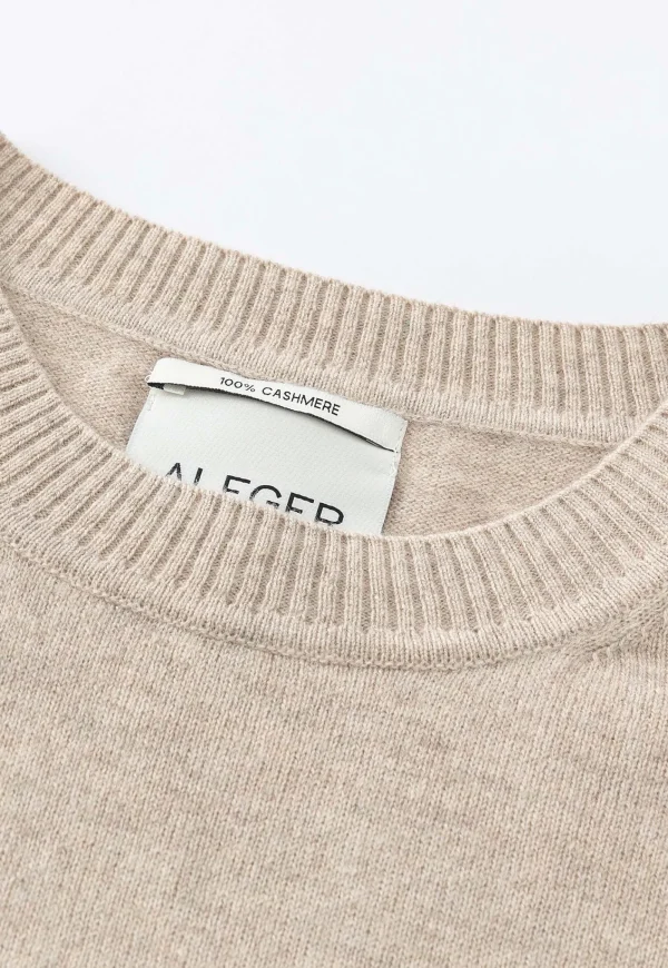 Hot N.39 Cashmere High Low Hem Crew - Champagne Women Knitwear