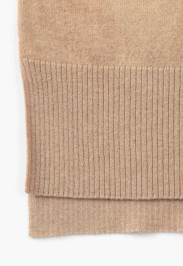 Outlet N.39 Cashmere High Low Hem Crew - Tan Women Knitwear